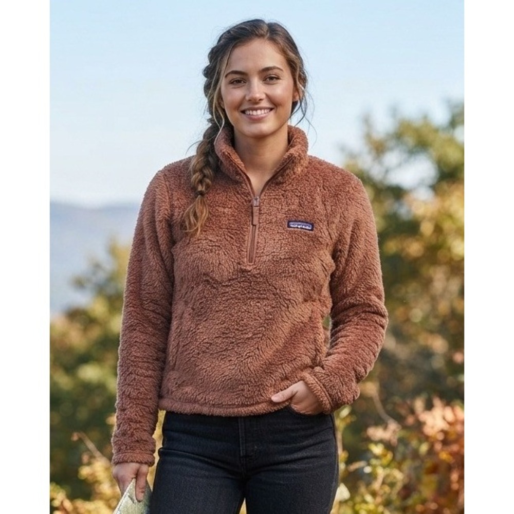 Patagonia Los Gatos 1/4 Zip‎ Sherpa Fleece Pullover Jacket Women's M Warm Cozy